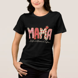 Custom Preppy Mama Strawberry Floral Name Shirt  トライブレンドＴシャツ
