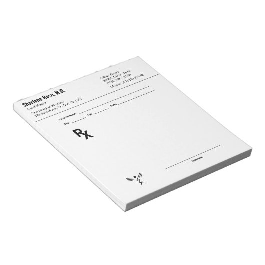 Custom Prescription Notepad – Editable Doctor RX  ノートパッド (アングル)