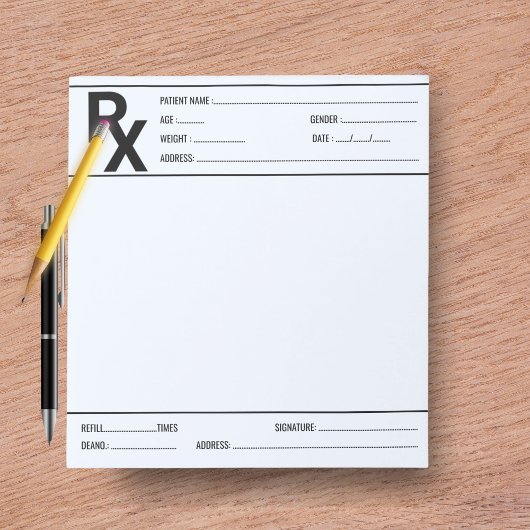 Custom Prescription Pad for Doctor Pharmacist Rx  ノートパッド