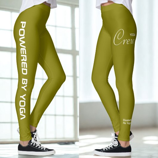 Custom Print Yoga Crew Olive レギンス