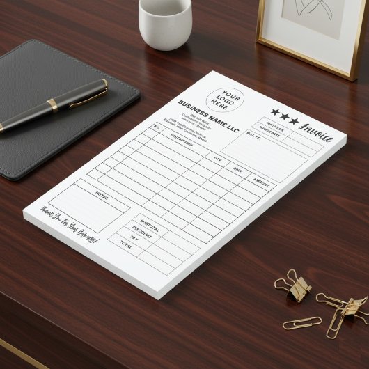 Custom Printable Form & Business Logo Invoice Pad ポストイット