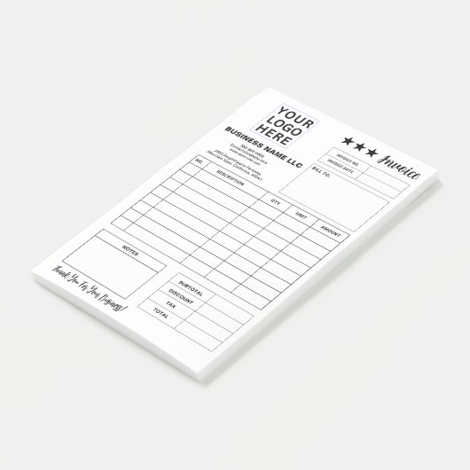 Custom Printable Form & Business Logo Invoice Pad ポストイット (アングル)