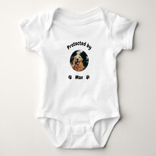 Custom Proctected by Dog Baby, Personalized Dog  ベビーボディスーツ (正面)