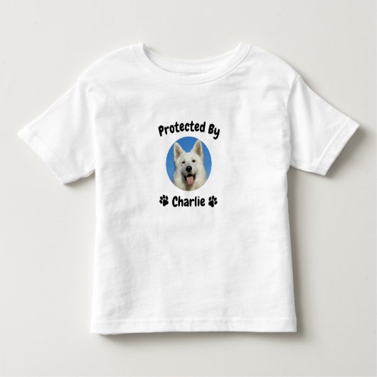 Custom Proctected by Dog, Personalized Dog Name トドラーTシャツ (正面)