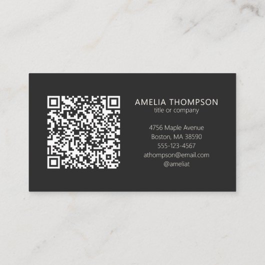Custom Professional Business Logo Black QR Code 名刺 (裏面)