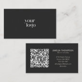 Custom Professional Business Logo Black QR Code 名刺 (正面/裏面)