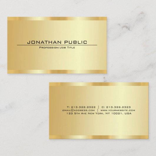 Custom Professional Elegant Faux Gold Template 名刺 (正面/裏面)