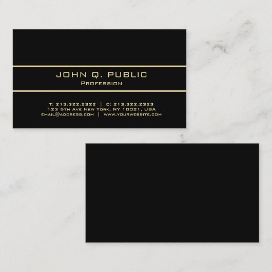 Custom Professional Elegant Modern Black And Gold 名刺 (正面/裏面)