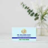 Custom Professional Logo & License | Blue AC HVAC 名刺 (スタンド正面)