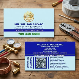 Custom Professional Logo & License | Blue AC HVAC 名刺