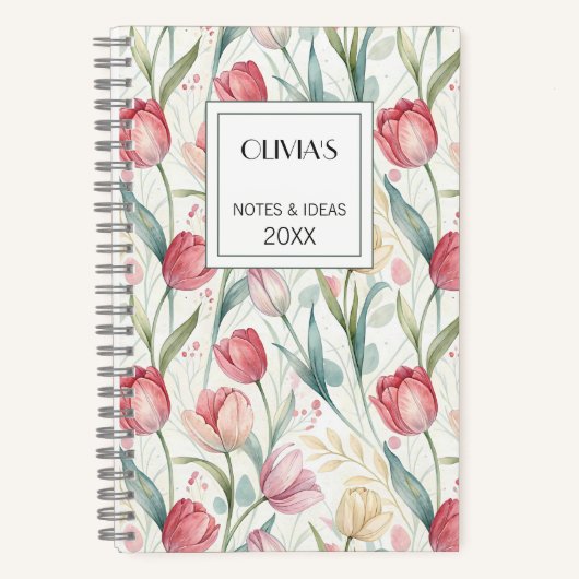 Custom Professional Notebook Modern Tulips ノートブック (正面)