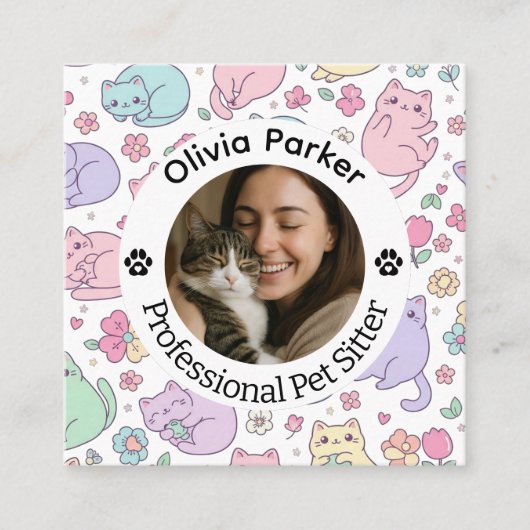 Custom Professional Pet Sitter  スクエア名刺 (正面)