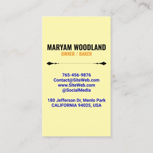 Custom Professional Pink Slogans & Bakery Logo 名刺 (裏面)