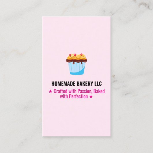 Custom Professional Pink Slogans & Bakery Logo 名刺 (正面)