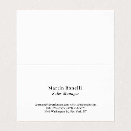 Custom Professional Plain Black & White Classical 名刺 (外部フラット)