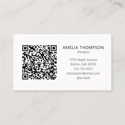 Custom Professional Therapist Logo White QR Code 名刺 (裏面)