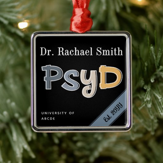 Custom PsyD Doctor of Psychology Graduation Chic メタルオーナメント (ツリー)