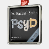 Custom PsyD Doctor of Psychology Graduation Chic メタルオーナメント (左)