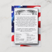 Custom Public Service Trading Card, American Flag コーリングカード (裏面)