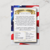 Custom Public Service Trading Card, American Flag  コーリングカード (裏面)