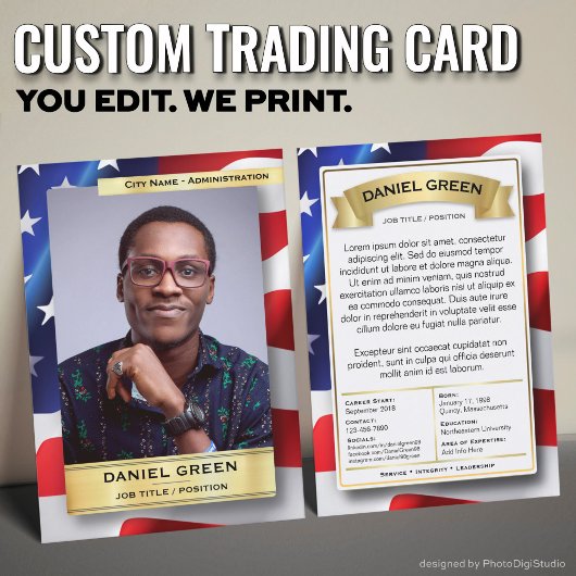 Custom Public Service Trading Card, American Flag  コーリングカード