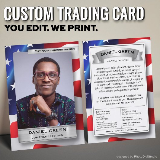 Custom Public Service Trading Card, American Flag コーリングカード