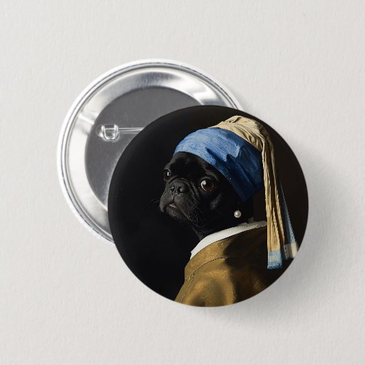 Custom Pug as Popular Iconic Image 缶バッジ (正面&裏面)