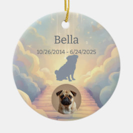 Custom Pug Memorial Ornament – Blue Rainbow Bridge セラミックオーナメント