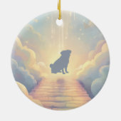 Custom Pug Memorial Ornament – Blue Rainbow Bridge セラミックオーナメント (裏面)