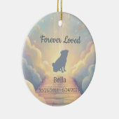 Custom Pug Memorial Ornament – Blue Rainbow Bridge セラミックオーナメント (右)