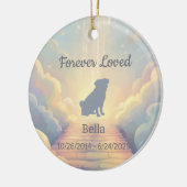 Custom Pug Memorial Ornament – Blue Rainbow Bridge セラミックオーナメント (左)