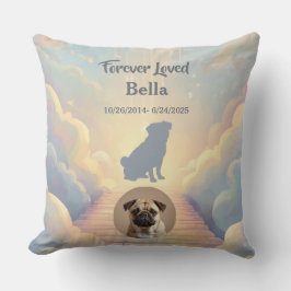 Custom Pug Memorial Pillow – Blue Rainbow Bridge クッション