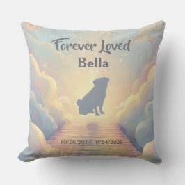 Custom Pug Memorial Pillow – Blue Rainbow Bridge クッション