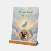 Custom Pug Pet Loss Acrylic Sign – Blue Watercolor アクリルサイン (傾斜)