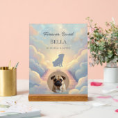 Custom Pug Pet Loss Acrylic Sign – Blue Watercolor アクリルサイン (ウェディング)