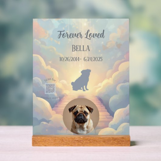 Custom Pug Rainbow Bridge Acrylic Plaque アクリルサイン (ニュートラル)