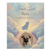 Custom Pug Rainbow Bridge Memorial Poster – Blue ポスター (正面)