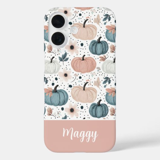 Custom Pumpkin and Flowers Fall Pattern Case-Mate iPhoneケース (裏面)