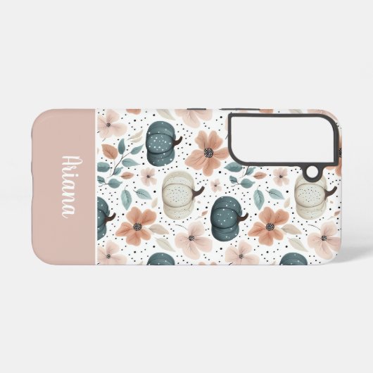 Custom Pumpkin and Flowers pattern  Samsung Galaxyケース (裏面横)