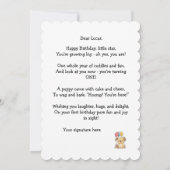 Custom Puppy 1st Birthday Card, Flat Greeting Card カード (裏面)