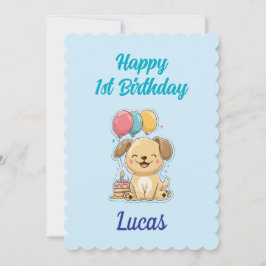 Custom Puppy 1st Birthday Card, Flat Greeting Card カード