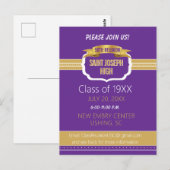 Custom Purple 50th Class Reunion Invite ポストカード (正面/裏面)