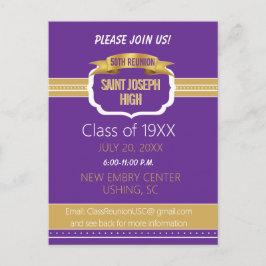 Custom Purple 50th Class Reunion Invite ポストカード
