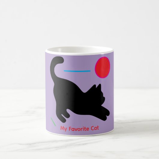 Custom Purple Coffee Mug with Black Cat コーヒーマグカップ (中央)