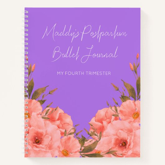 Custom Purple Floral Bullet Journal New Moms ノートブック (正面)