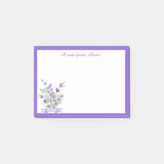 Custom Purple Lavender Floral Post-it Notes ポストイット (正面)