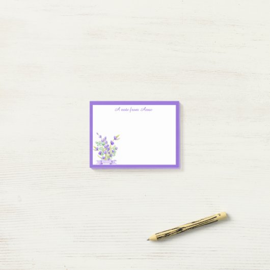 Custom Purple Lavender Floral Post-it Notes ポストイット (デスク上)