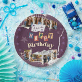 Custom Purple Sweet 16 Photo Collage ペーパープレート (パーティー)