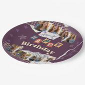 Custom Purple Sweet 16 Photo Collage ペーパープレート (アングル)