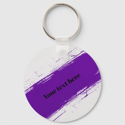Custom Purple White Typography Design キーホルダー (正面)